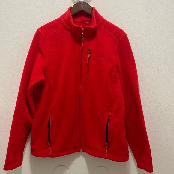 L.L.Bean L Sweater Fleece Full-Zip Jacket Red Pockets Long Sleeve Mens Outdoor - Picture 1 of 4